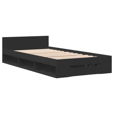 Produktbild von Bettgestell mit Schublade Schwarz 75x190 cm Holzwerkstoff