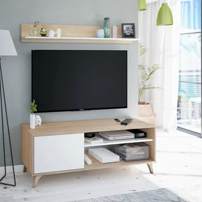 Immagine prodotto di Dmora Mobile Porta tv Amerino 40x135x50h cm Marrone Rovere, 2 Vani Un'anta