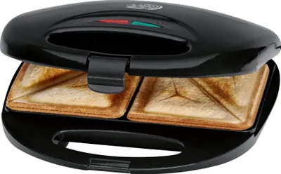 Produktbild von Clatronic Sandwichmaker mit dreieckigen Sandwichplatten | Sandwichtoaster mit automatischem Temperaturregler & Antihaftbeschichtung | mit Verriegelungssystem | ST 3477 schwarz