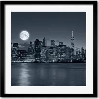 Produktbild von Bild - 50 cm x 50 cm - MDF - Rahmen, Wandkunst - New York bei Nacht