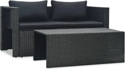 Produktbild von vidaXL 6-tlg. Garten-Lounge-Set mit Auflagen Poly Rattan Schwarz