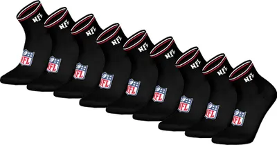 Produktbild von NFL Uni Quarter-Socken, 9er Pack - NFL Shield 9Pack Quarter Socks, Logo, Streifen, Baumwollmischung Schwarz 39-42