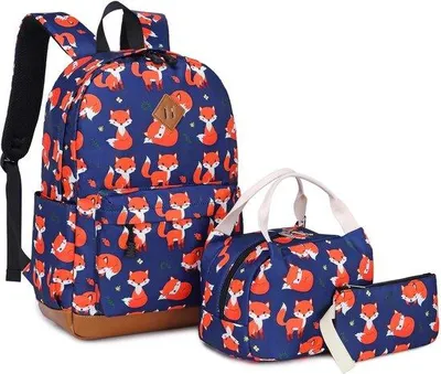 Produktbild von Famanu Rucksack Schulranzen Set mit Lunchbox und Etui - Blumenmuster