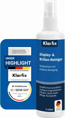 Produktbild von Display- & Brillen-Reiniger | Spezial-Reiniger für streifenfreie Sauberkeit auf Brillen, Smartphones, Tablets, Laptops & Displays | Für unterwegs & zuhause | Germany (1x 125ml)
