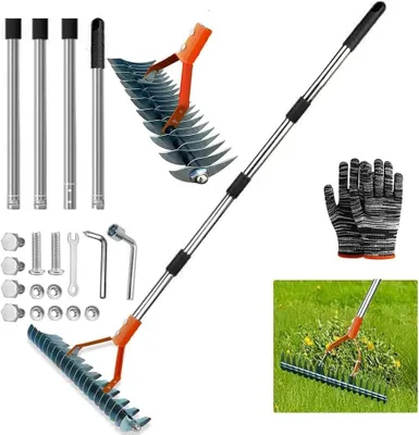 Produktbild von Handvertikutierer 30 cm, Edelstahl, Holzgriff, für Rasen