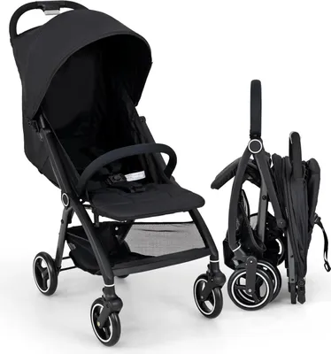 Produktbild von Kinderwagen - Reisebuggy - Einhand-Faltbar - Leicht - Verstellbare Rückenlehne - Verstellbares Verdeck - Bis 10 kg - Schwarz