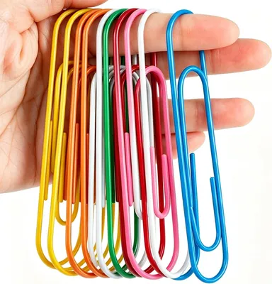 Imagen del producto de Clips grandes, de 100 mm, paquete de 30 unidades, de varios colores, para documentos
