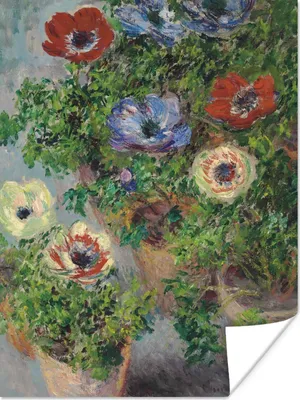 Produktbild von MuchoWow® Poster Anemonen im Topf - Gemälde von Claude Monet 90x120 cm - Wohnzimmer