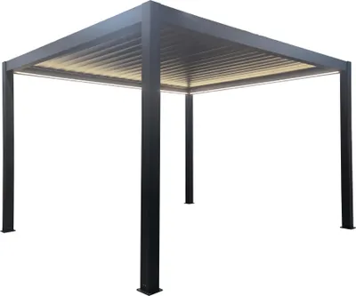 Immagine prodotto di Milani Home - pergola bioclimatica retrattile motorizzata con LED Firebolt, 3 x 4 m, in alluminio, antracite