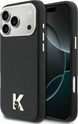 Obrázok produktu pre Karl Lagerfeld – Hardcase Leather Khead Logo MagSafe kožené pevné puzdro pre iPhone 17 Pro Max – čierne