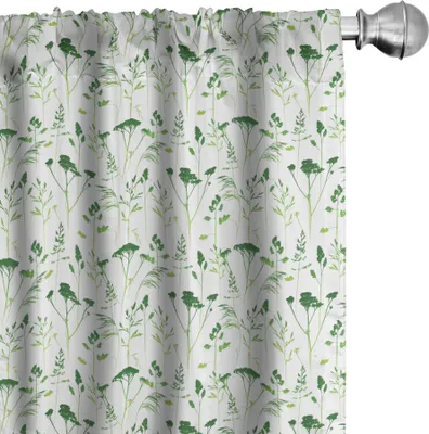 Zdjęcie produktu dla ABAKUHAUS Botaniczne zasłony, firanki, sylwetki dzikich ziół w jednolitych, naturalnych kolorach, powtarzalny wzór, 2 sztuki 75 x 225 cm, zielony, limonkowy