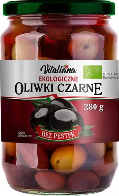 Produktbild von SCHWARZE KERNLOSE OLIVEN IN -LAGE 280 g (150 g) – VITALIANA