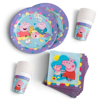 Peppa Pig Party-Set, 52-teilig, Pappteller, Becher & Servietten