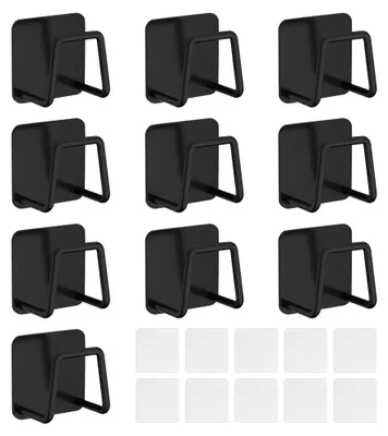 Schwammhalter aus Edelstahl, 10er Set, Schwarz, selbstklebend