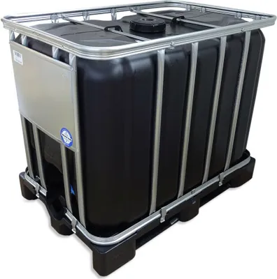 Produktbild von 600 L Liter IBC Container Wassertank Frisch-Brauchwassertank schwarz inkl. Ausgießer PE-Palette