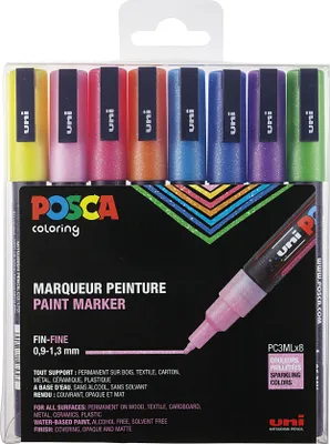 Produktbild von POSCA Marker UNI PC-3M 8er Set Glitter