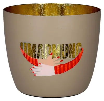 Produktbild von Gift Company Madras Windlicht M Umarmung sandstone/gold 8,5cm