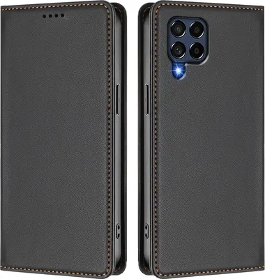 Produktbild von Handyhülle für Samsung Galaxy M53 5G, Kunstleder Klapphülle Stoßfeste Magnetische Hülle mit Ständer Schwarz
