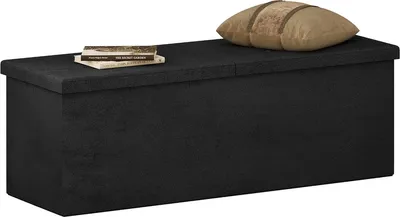 Obrázek produktu pro Happyment úložná lavice Zaza - úložná lavice / sedací lavice - taburet - černá - samet a MDF - 110x38x38 cm