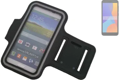 Produktbild von Kompatibel mit Alcatel 1 (2021) Neopren Jogging Armband Sportarmband Oberarmband schwarz kompatibel mit Alcatel 1 (2021) mit Reflektor Streifen.