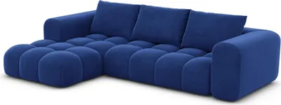 Produktbild von Samtstoff L-Form Sofa Lavera Königsblau Links