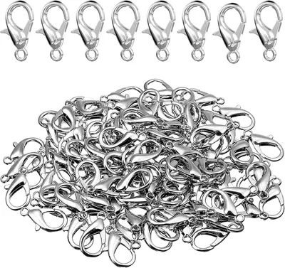 300 Karabinerhaken, silber, 12x6,5 mm, für Schmuck