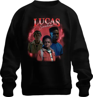 Immagine prodotto di Lucas Sinclair Stranger Fan Gift Vintage 80s Retro 90s Bootleg Felpa Unisex Pullover, Nero, L