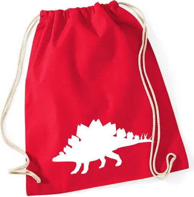 Produktbild von Huuraa Turnbeutel Stegosaurus Dinosaurier 12 Liter Classic Red Baumwolle Rucksack Geschenkidee