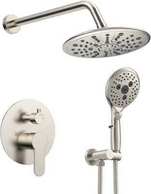 Produktbild von Regendouche Schwarz mit Aufbauarmatur, Duschschlauch und Handbrause