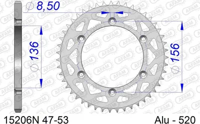 Produktbild von AFAM Kettenrad 15206N-51 Hinten für SUZUKI MOTORCYCLES DR Aluminium