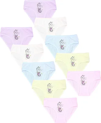 Produktbild von TupTam Mädchen Slips mit Aufdruck 10er Pack, Farbe: Unicorn Seepferd Rosa Gelb Blau Ecru Lila, Größe: 104-110
