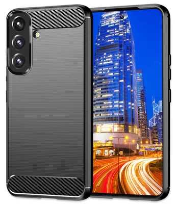 Image de Housse en silicone style carbone NALIA pour Samsung Galaxy S24 Plus Housse, noir mat avec structure en fibre de carbone