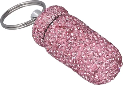 Imagen del producto de Botella de medicina con incrustaciones, estuche de medicina con incrustaciones, estuche para cápsulas con llavero, estuche portátil para cápsulas, estuche de medicina de aleación de aluminio, contenedor de cápsulas para viajes