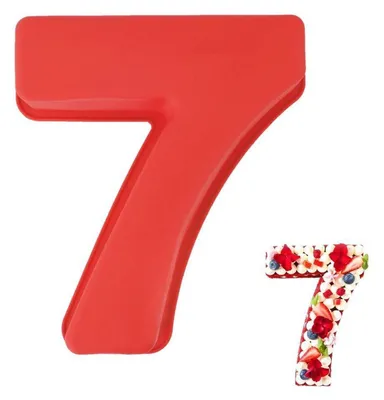Image de Moule en silicone pour gâteau, forme numéro 7, grand, rouge, antiadhésif, réutilisable