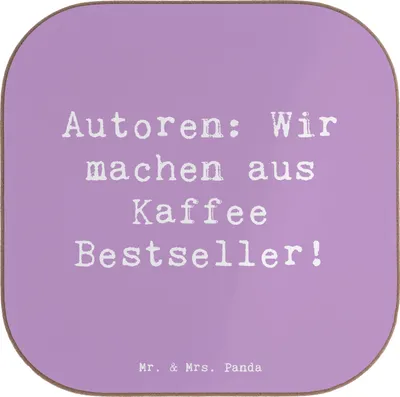 Produktbild von Mr. & Mrs. Panda Tassenuntersetzer Spruch Autorin Kaffee - Lavendeltraum - Geschenk, Untersetzer Gläser, gläseruntersetzer, Tischuntersetzer, Berufsliebe, Geschenkideen