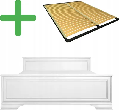 Produktbild von Doppelbett weiß matt 160x200 cm mit Lattenrost Provenzalischer Stil Bettgestell für Schlafzimmer