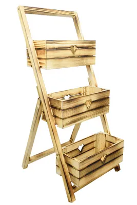 Obrázok produktu pre Drevený stojan s tromi srdiečkovými krabičkami, opálený