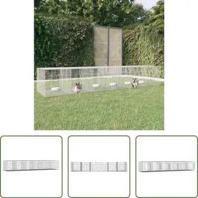 Obrázek produktu pro The Living Store Klec pro králíky 6 panelů 327x79x54 cm Pozinkované železo