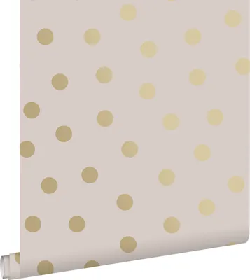 Produktbild von ESTAhome Tapete Punkte Hellrosa und Gold 53 cm x 10.05 m