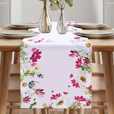 Produktbild von Unyqoos®️ Tischläufer Modern Frühling - Hochwertiges Blumenmuster - Waschbar - 40x140cm - Elegante Tischdekoration für jeden Anlass