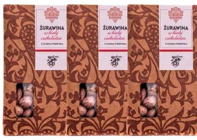 Image de Cranberries enrobées de chocolat blanc aux cassis, 100 g - Schronisko Bukowina - 3 x