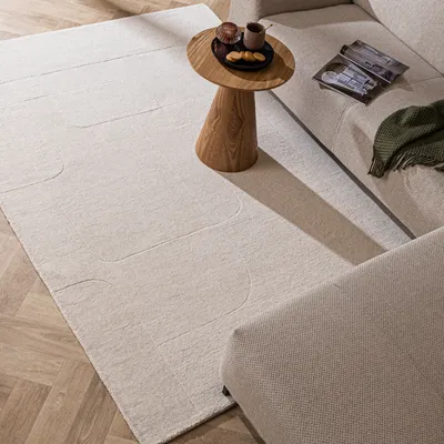 Produktbild von Volero - Wollteppich - Giselle Abstrakt Weiß - 160x230 cm - Wohnzimmer, Esszimmer, Schlafzimmer - Klassik, Ländlich, Modern, Skandinavisch
