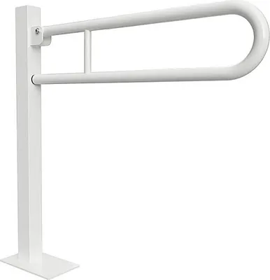 Produktbild von BELP Stützklappgriff in U-Form Bodenmontage Eisen Weiß 150x870x930 mm, 120 kg Traglast für Bad & WC >> zum Bohren