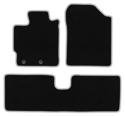 Image de Tapis de sol en moquette pour Toyota Yaris III 2011-2019 (Benzyna) – jeu 4 pièces, noir/argent, sur mesure – Wielganizator CARLUX