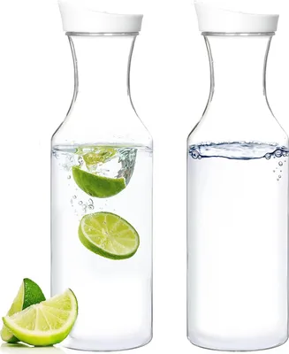 Produktbild von 2er Pack 55oz Wiederverwendbare Klare Plastik-Wasserkanne - 1500ML mit Deckeln