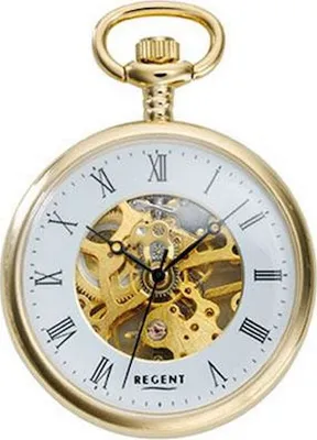 Produktbild von Regent Taschenuhr vergoldet analog Mechanik P-30