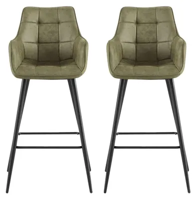 Imagen del producto de Juego de 2 taburetes Barhocker Lucille, color verde oscuro