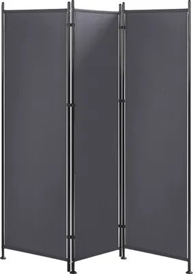 Obrázek produktu pro BELIANI Paraván šedý látkový potah ocelová konstrukce 160 x 170 cm zástěna oddělovač ložnice obývací pokoj