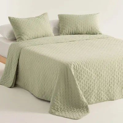 Obrázek produktu pro GAMUSI Sada přikrývky a povlaků na polštáře, 270x270 cm – Zelená – Lehká a jemná přikrývka s 2 povlaky na polštáře – Certifikováno OEKO-TEX