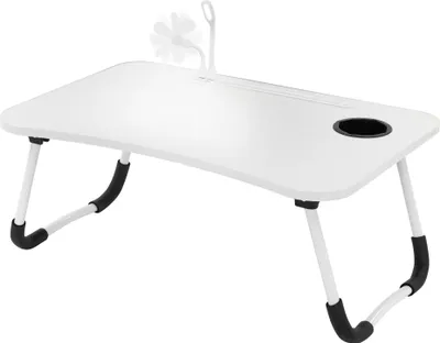 Produktbild von ML-Design Laptoptisch fürs Bett/Sofa, 60x40 cm, Weiß, aus MDF, klappbar, Betttisch mit 4 USB Ladeanschluss & Lampe, Schublade, Lüfter, Tablet Ständer, Getränkehalter, Laptopständer Lapdesks Notebook